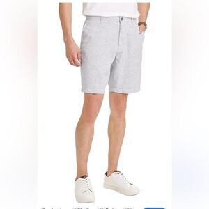 NWT Even Tide Men's 38 Cotton Linen Blend Tan/Grey Shorts